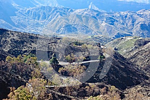 View on Gran Canaria mountains and twisty road