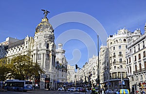 A view of Gran Via, in Madrid