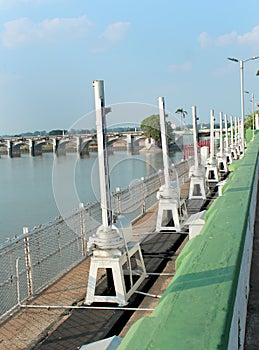 A view of the Grand aged dam of Kallanai constructed by king karikala chola with granite stone.