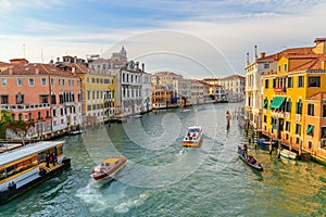 View of Grand Canal from Bridge Ponte dell`Accademia. Venice. Italy