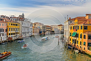 View of Grand Canal from Bridge Ponte dell`Accademia. Venice. Italy