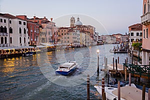A view of a Grand Canal near the Venice Santa Lucia Railway Station in the Venice, Italy