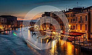 View of the Grand Canal from the Rialto Bridge. Venice