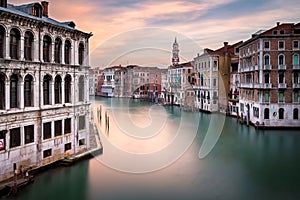 View of Grand Canal and Santi Apostoli Church from Rialto Bridge