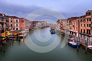 View of Grand Canal and Venice Skyline from the Rialto Bridge in