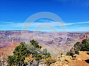 View of the Grand Canyon. Multicolored rocks. The beauty of nature. National Park