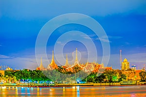 View of the Grand Palace Bangkok from Chao Phraya River