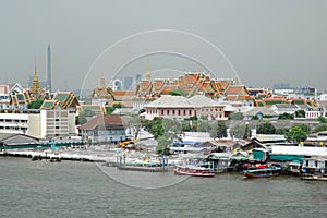 View Grand Palace from Chao Phraya River Bangkok