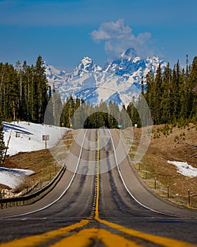 View of Grand Tetons during spring photo