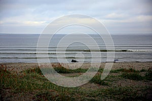 View of the gray blue Baltic sea from the wild beach of Pirita, Tallin, Estonia