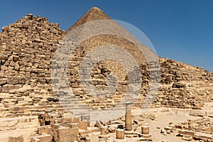 View of The Great Pyramid of Giza  Pyramid of Khufu or the Pyramid of Cheops  the oldest and largest of the three pyramids in