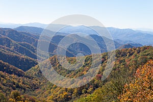 View of Great Smoky Mountains, Blue Ridge, fall foliage colors