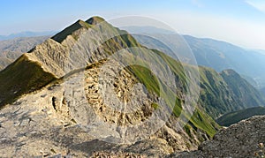 View of the Greater Caucasus mountains from Mountain Babadag trail in Azerbaijan.