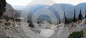 View of the Greek theater in Delphi, Greece