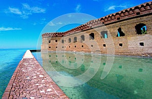 The view of green bay and the fort near Dry Tortugas, Key West, Florida, U.S.A