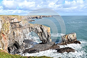 A view of The Green Bridge of Wales in Pembrokeshire