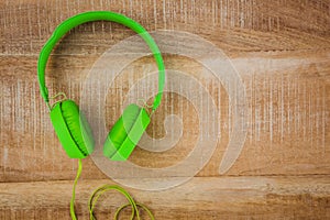 View of a green headphone