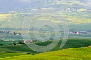 view of the green hills of Tuscany,