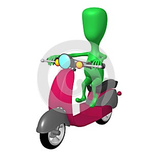 View green puppy ride on pink scooter