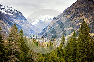 View of Gressoney and Monte Rosa from a window of Castel Savoia.  Aosta, Italy photo