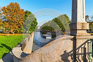 View of the Griboyedov canal from the Krasnogvardeysky bridge . Saint-Petersburg.