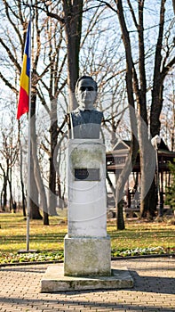 View of Grigore Vieru monument in Copou Park in Iasi, Romania