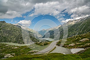 View on Grimselsee lake on high mountain pass Grimselpass