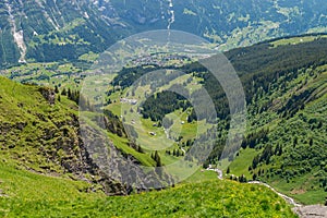 View of Grindelwald in the valley from Grindelwald First