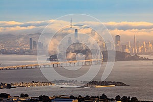 View from Grizzly Peak in Berkeley Hills onto Bay Bridge and San photo