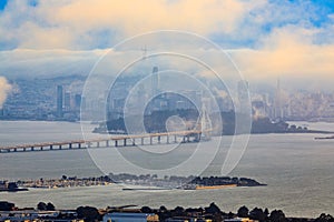 View from Grizzly Peak in Berkeley Hills onto Bay Bridge and San photo