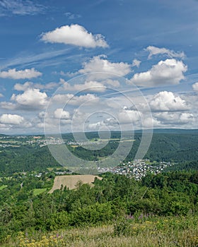 View from Grosser Kopf Hill to Village of Arzbach,Westerwald,Germany