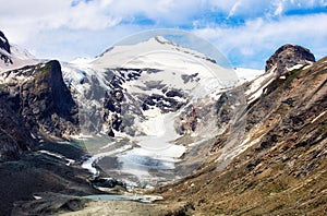 View of Grossglockner, Austria\'s highest mountain peak. Below is the Pasterze Glacier. photo