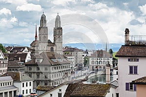 View of GrossmÃ¼nster from Lindenhof, ZÃ¼rich