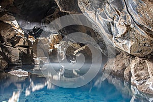 View of Grotagja cave on Iceland