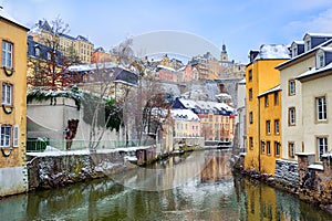 View from the Grund up to the Old Town of Luxembourg