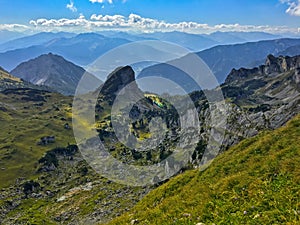 View of Gschoellkopf mountain peak at Rofan, Brandenberg Alpine
