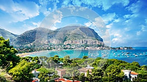 Gulf of Mondello and Monte Pellegrino, Palermo, Sicily island, Italy photo