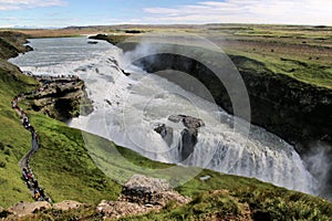 A view of the Gulfoss Waterfall in Iceland