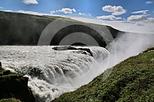 A view of the Gulfoss Waterfall in Iceland