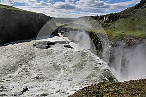 A view of the Gulfoss Waterfall in Iceland