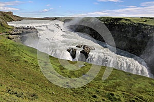 A view of the Gulfoss Waterfall in Iceland