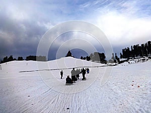 A view of Gulmarg during winter season after the snow fall