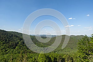 View from the Guttenberg castle ruins near Oberotterbach. Palatinate region in Rhineland-Palatinate in Germany