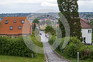 View of Haderslev, Denmark near rundetÃ¥rnet on a cloudy summer day