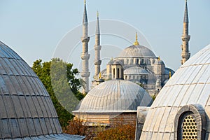 View from Hagia Sofia over the roofs on the Blue Mosque - Istanbul, Turkey