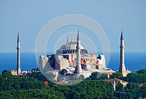The view of Hagia Sophia on the background of the Marmara Sea, I photo