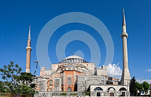View of Hagia Sophia, Christian patriarchal basilica, imperial mosque and now a museum Istanbul, Turkey