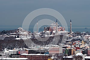 View Of Hagia Sophia Ä°stanbul From Galata Tower