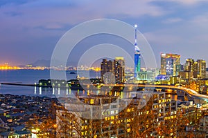 View of Hakata skyline in Fukuoka, Japan