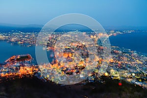 View of Hakodate Bay at dusk